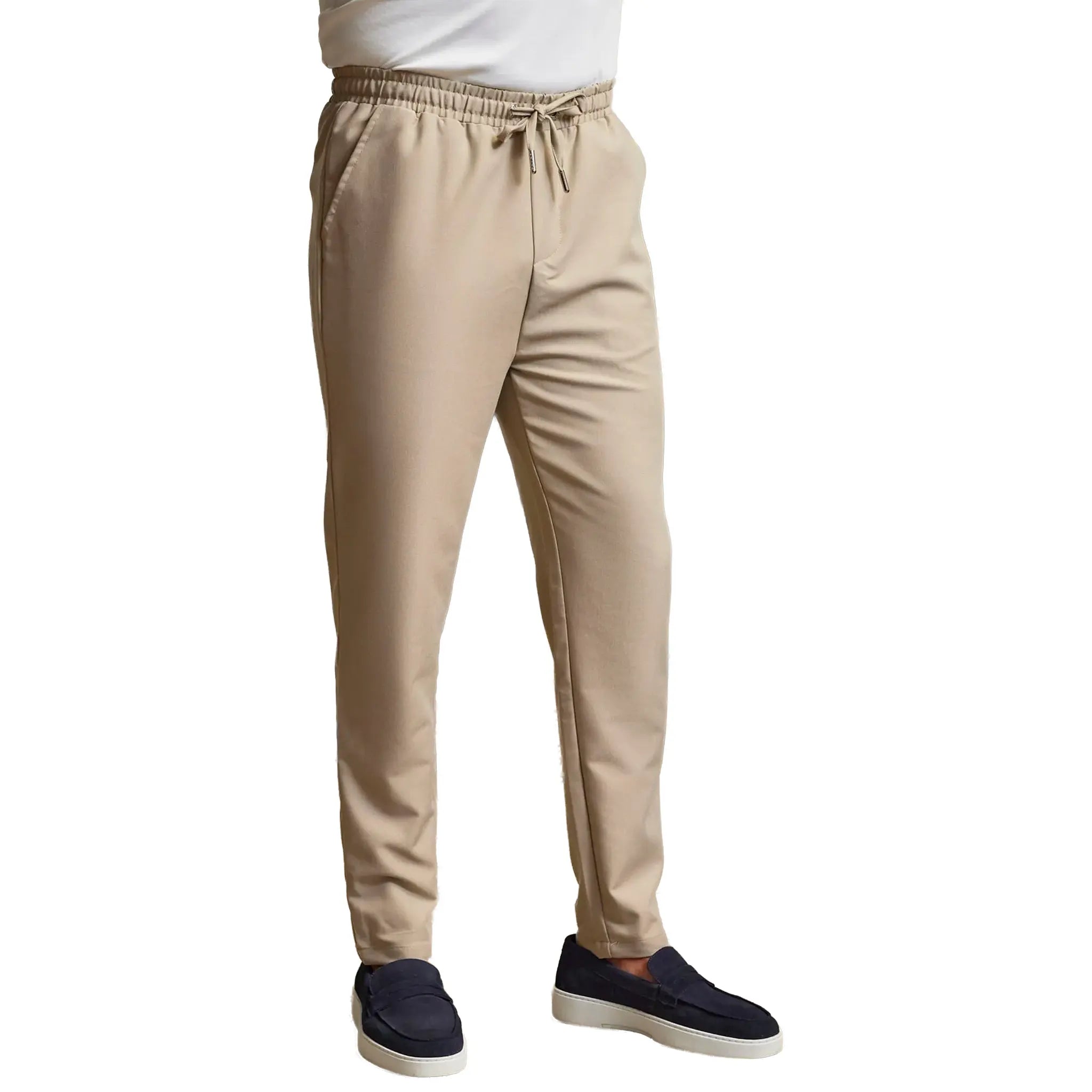 Front Side View of Belier 365 Lightweight Beige Trousers BM126BGE
